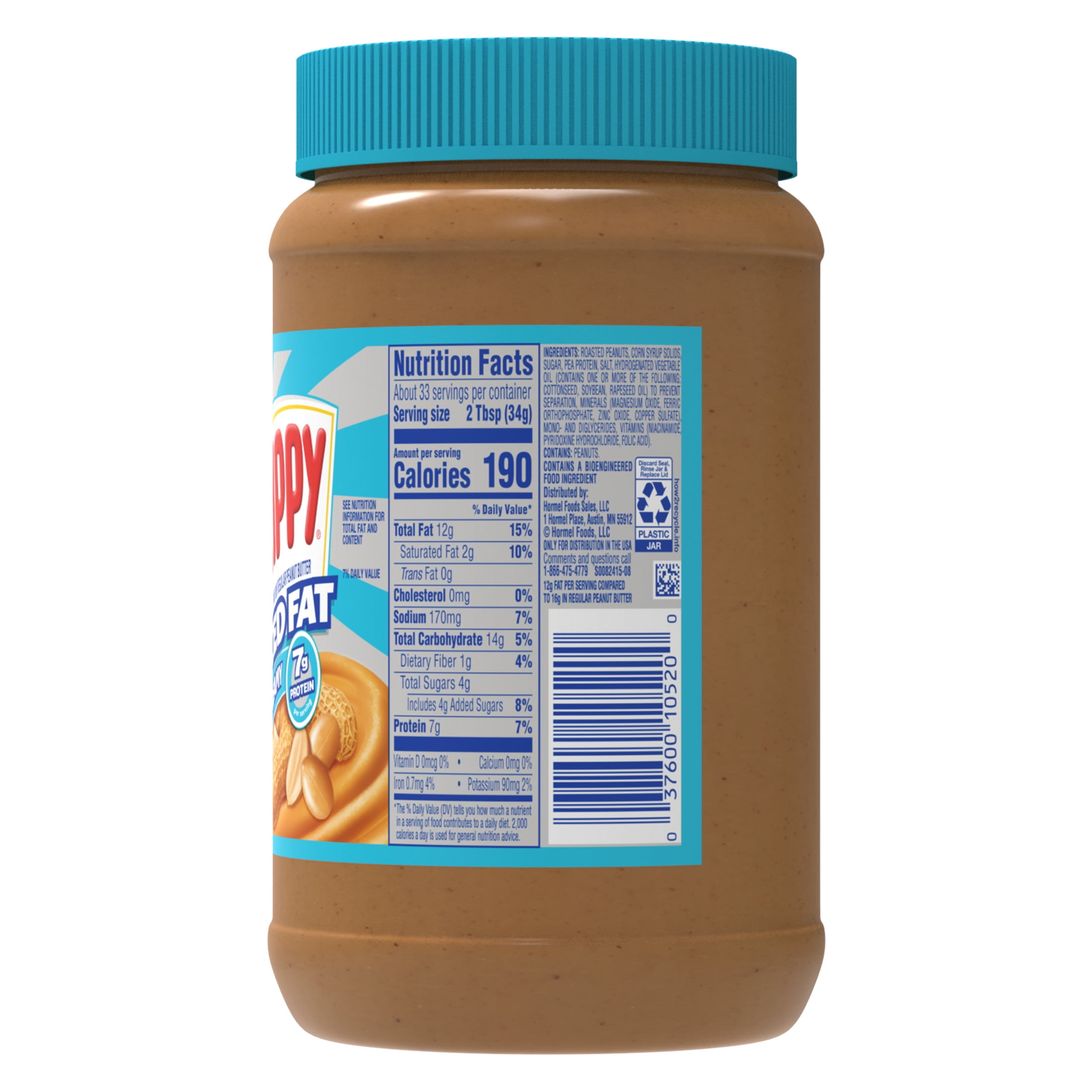 (8 pack) SKIPPY Reduced Fat Creamy Peanut Butter Spread, Shelf-Stable, 40 oz Plastic Jar