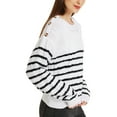 thumbnail image 4 of INSPIRE CHIC Women's Striped Sweater Pullover Crewneck Long Sleeve Cable Knitted Sweaters, 4 of 6