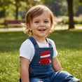 thumbnail image 6 of Peacolate 3M-24M Baby Boy Denim Overalls Bus Pants for Infant Toddler Kids,Star,9-12M, 6 of 6