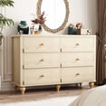thumbnail image 5 of Homieasy 6-Drawer Dresser for Bedroom - 43" Modern Chest of Drawers with Scalloped Front, Storage Organizer for Living Room, Hallway & Entryway,Natural Oak, 5 of 8