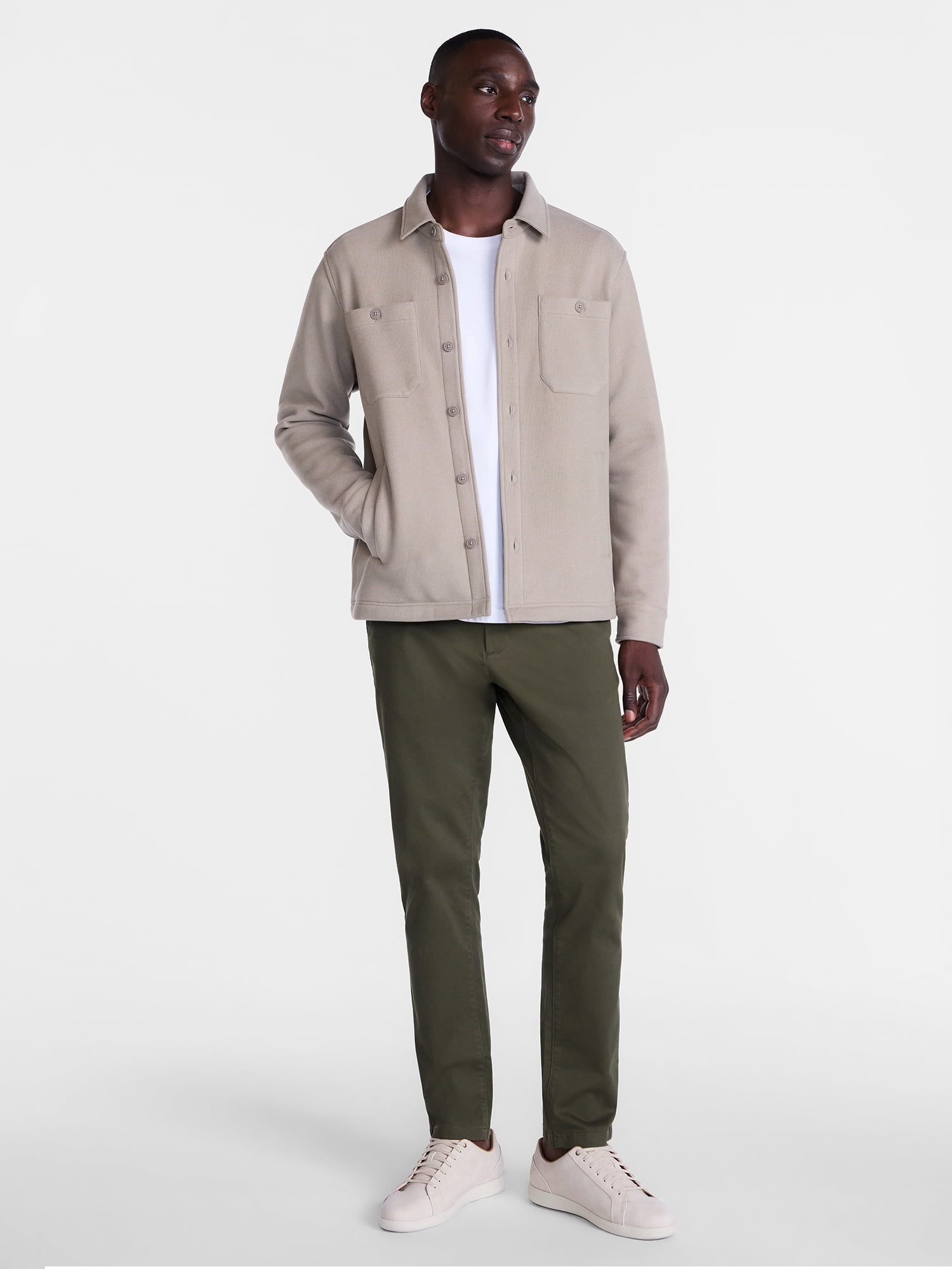 George Men's and Big Men's Fleece Knit Shirt Jacket with Long Sleeves, Sizes S-3XL