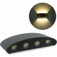 thumbnail image 2 of Aplique de pared interior LED negro Lámpara de pared moderna de 8 W, accesorio de aluminio, punto de noche arriba abajo en la sala de estar, pasillo, escalera, acceso al dormitorio (blanco cálido),, 2 of 5