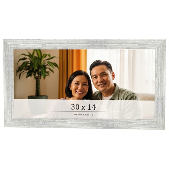 30x14 Frame White Real Wood Picture Frame Width 1.5 inches | Interior Frame Depth 0.5 inches | Barn