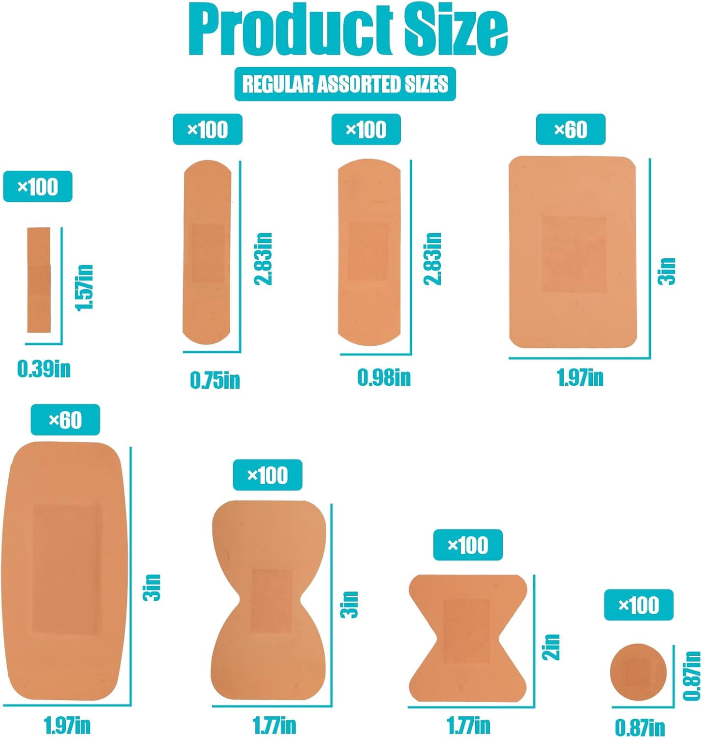 720 Pcs Assorted Bandages Variety Styles Flexible Fabric Adhesive Breathable Fingertip Knuckle Spot Bandages Bulk Waterproof for Arms Knees First Aid Wound Care Scrapes Blister