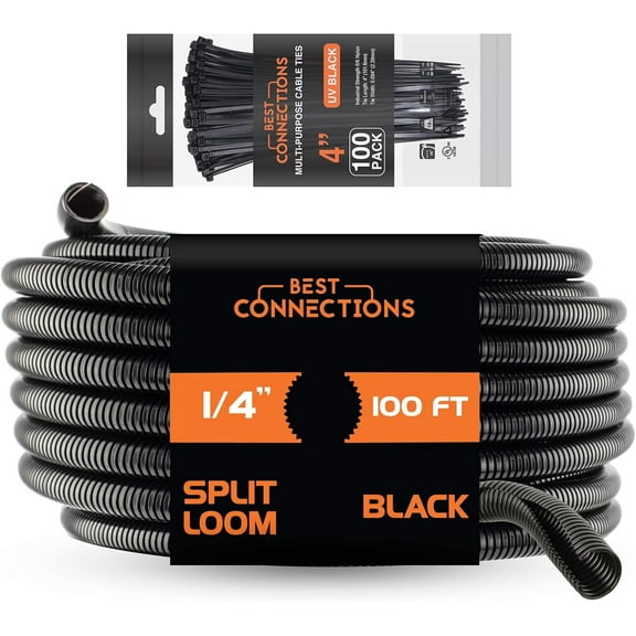 Best Connections 1/4" x 100 Ft Nylon Cable Ties, 100 Piece, 18 lb Tensile Strength