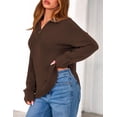 thumbnail image 3 of Suéter PRETTYGARDEN 2025 Mujer Cuello Cuarto Marrón Talle S, 3 of 8