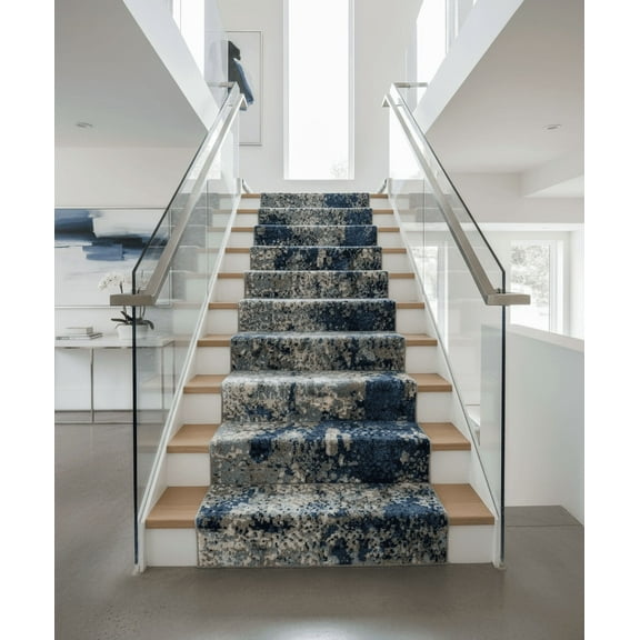 Hand Knotted Nepalese Rug Beige- Blue Abstract Handmade Area Wool and Silk Rug 2x10 Runner Rug