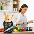 thumbnail image 2 of Servette Home Ceramic Utensil Holder for Kitchen Counter – Black Marbelized Utensil Crock, 2 of 5