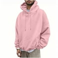 thumbnail image 2 of CQONEPT Mens Pullover Hooded Dressy Casual Hoodies Fleece Lined Sweatshirts Y2K Fashion Clothes with Pockets Pink XL, 2 of 6
