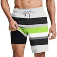 thumbnail image 3 of UVEASISHA Men's Swim Trunks with Compression Liner Color Block Stripe 2-In-1 Board Shorts Elastic Drawstring Quick Dry Shorts for Trendy Summer Streetwear Gray XXL, 3 of 7