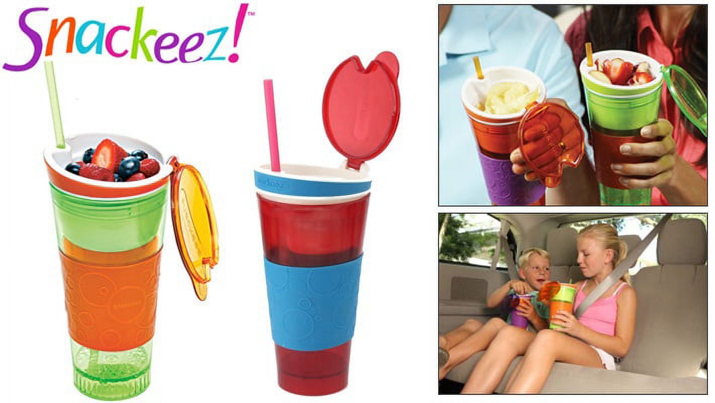 Snackeez! 2-in-1 Drink and Snack Cup 8oz &16 Oz Lime Green /Teal As Seen On  TV