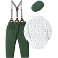 thumbnail image 2 of ZOEREA Baby Boy Outfits Suits Infant Formal Dress Clothes Gentleman Wedding Print Shirt+Beret Hat+Suspender Pants+Bowtie, 2 of 6