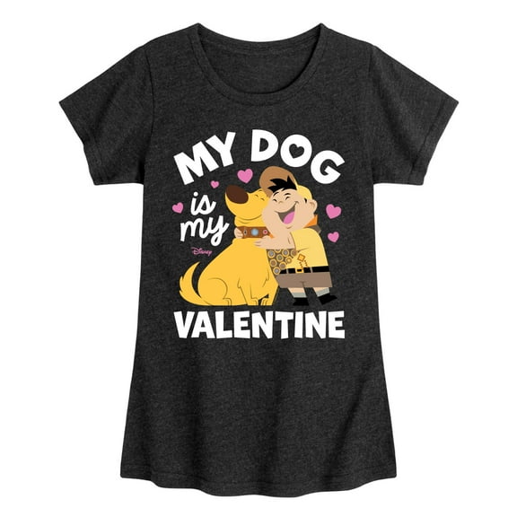 Disney - Up - My Dog Is My Valentine - Girls Youth Fitted Short Sleeve Graphic T-Shirt