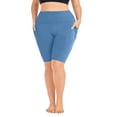thumbnail image 2 of Domuza Womens Plus Size Biker Shorts with Pockets - High Waisted Spandex Yoga Shorts for Women, Workout Gym Cycling Athletic Blue 5XL, 2 of 4