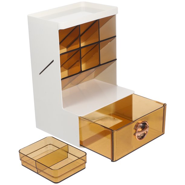 CRILSTYLEO Organizador De Papelería Plástico Marrón Para Oficina Con Múltiples Compartimentos Y Simple