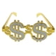 thumbnail image 1 of Disfraz de dólar de plástico con de 4 piezas, 70, 80, rapero , gafas de , unisex, disfraces Gloria Gafas doradas de dólares estadounidenses, 1 of 9