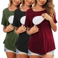 thumbnail image 2 of Yievot Women's Round Neck Maternity Tops Clothes Solid Short Sleeve Pregnancy T Shirts 3-Pack, 2 of 7