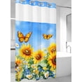 thumbnail image 4 of Spring Sunflower Daisy No Hook Shower Curtain Waterproof,Bathroom Curtains with Snap in Liners and See Through Top Window,Yellow Butterfly Retro Oil Painting Hotel Bathtub Curtains Shower 36"Wx72"L, 4 of 8