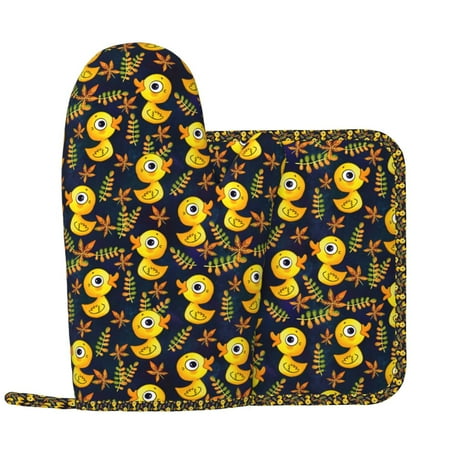 

Ducks Oven Mitts and Pot Holders Sets Heat Resistant Silicone Oven Mitts Pot Holders for Kitchen Cooking Baking Non-Slip Oven Gloves Hot Pads Potholders