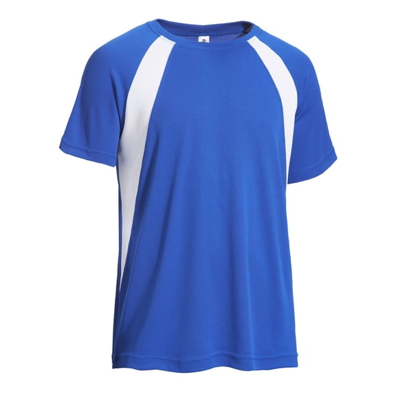 Expert Brand USA-Made Men's Oxymesh™ Athletic Colorblock Crewneck T-Shirt, Royal Blue/White, Medium