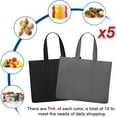 thumbnail image 3 of Grocery Shopping Bags 10  Large Foldable Tote Bags , Long Handle for Shopping Groceries Clothes (Dark Grey & Black), 3 of 7