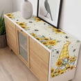 thumbnail image 4 of Sunflower Gnomes Table Runner - 120 Inch Long, Kitchen Dining Table Runner Dresser Scarves, Yellow Sunflower Vintage Leaves Bee Farmhouse Decor for Coffee Tables Wedding Party Banquet, 4 of 8