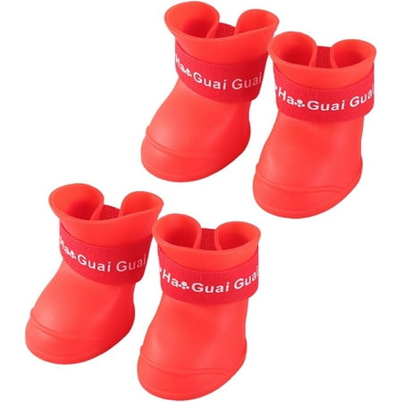 Little Pet Dog Puppy Anti- Slip Rain Snow Boots Candy Colors Rubber Waterproof Boots Shoes- Size L (Red) Pet Toys