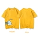 thumbnail image 3 of Camiseta gráfica de verano para hombre y mujer, con estampado de dinosaurio y monstruo de dibujos animados, 240 g, algodón, amarillo, rojo, blanco y negro, 3 of 5