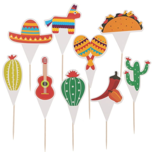 Worgeous Fiesta Cupcake Toppers with Bright Assorted Colors for Cake Decoration and Carnival Parties 45pcs