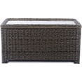 thumbnail image 1 of Krikacy Patio Wicker Side Table Outdoor Coffee Table Rattan Patio Table with Tempered Glass Top for Yard, Garden, Backyard,40" x 22" x 19",Brown, 1 of 6