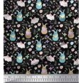 thumbnail image 1 of Soimoi Poly Georgette Fabric Floral & Rabbit Kids Print Fabric by Yard 52 Inch Wide, 1 of 3