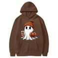 thumbnail image 4 of CAUYDY Cute Ghost Graphic Hoodies for Women Halloween Funny Spooky Hooded Sweatshirt Vintage Pullover Casual Tops(Brown,L), 4 of 6