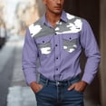 thumbnail image 5 of SERTG Men's Camouflage Print Shirt Fall Winter Long Sleeve Button-Down Collar Front Button Double Pockets Breathable Casual Shirt(Purple,3XL), 5 of 7