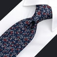 thumbnail image 4 of Floral Necktie for Men Blue White Red for Party Prom Wedding Medium 57.5", 4 of 7