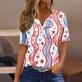 thumbnail image 2 of Patriotic T Shirts Womens 4Th of July Outfits Short Sleeve Henley V Neck Buttons Blouse American Flag Star Stripes Printed Funny Patriotic Graphic Tees Independence Day Dressy Clothes Summer Tops, 2 of 5
