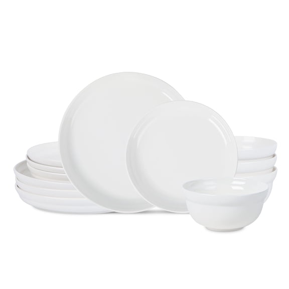Stone Lain Virtuo 12-Piece Dinnerware Set Porcelain, White