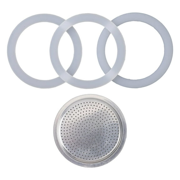 Espresso Maker Moka Pot Replacement Includes 1 Filter And 3 Silicone Gasket Seal 3 Cup