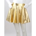 thumbnail image 4 of JanJean Girls Metallic Skater Skirt Athletic Shiny Holographic Flared Pleated Dance A-Line Mini Skort Gold 12, 4 of 7