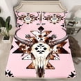 thumbnail image 2 of Castle Fairy Western Bull Skull Queen Sheet Sets for Kids Teens,Bohemian Aztec Bed Set, 2 of 7