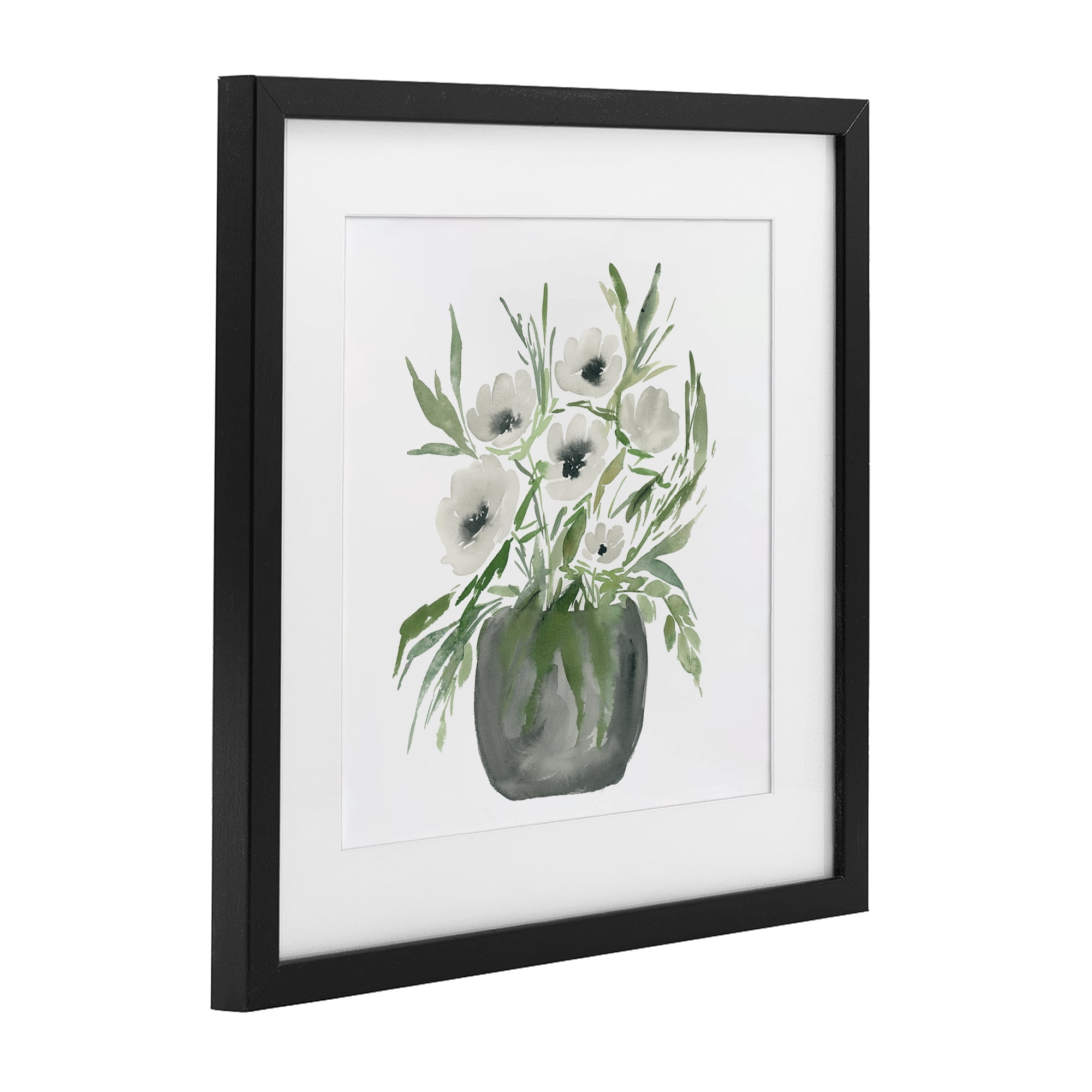Stupell Industries Soft White Anemones Black Framed Print Under Glass, design by Lucille Price