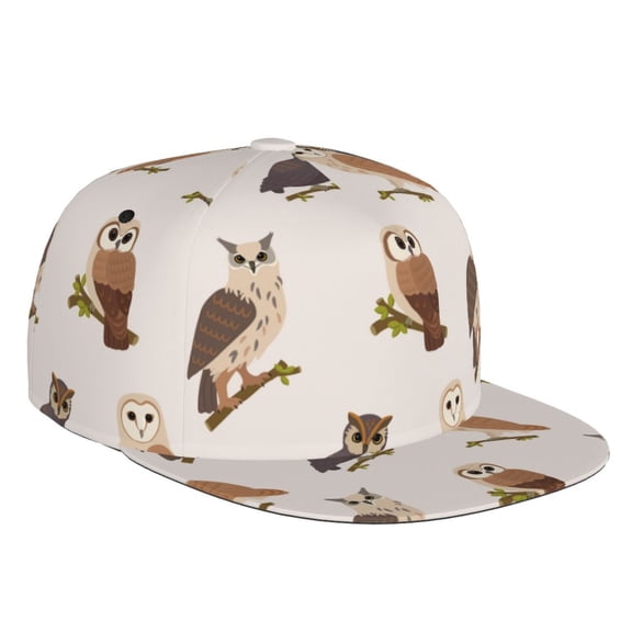 Flat Bill Trucker Hats for Women Men - Branch Owls Adjustable Flat Baseball Cap Snapback Hats Dad Hats for Men