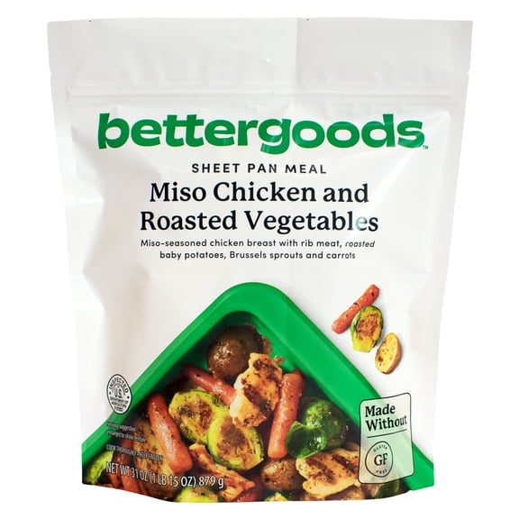 bettergoods Miso Glazed Chicken with Roasted Vegetables Sheet Pan Meal, 31 oz (Frozen)