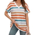 thumbnail image 2 of MOYIKO Womens Summer Tops Short Dolman Sleeve T Shirts V Neck Striped Loose Fit Casual Trendy Tees, 2 of 7