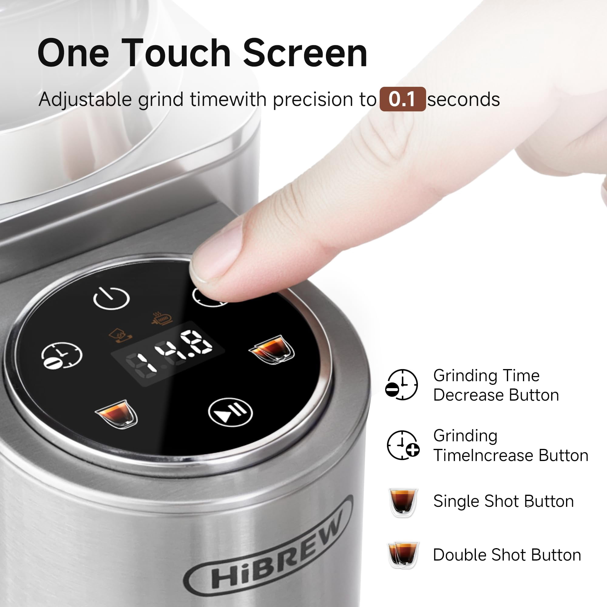 HiBREW G7 Burr Coffee Grinder – 48 Grind Settings, Stainless Steel Electric Coffee Grinder for Espresso & Drip Brewing