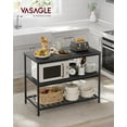 thumbnail image 2 of VASAGLE Kitchen Island with 3 Shelves, 47.2 Inches Kitchen Shelf with Large Worktop, Ebonised Oak and Black, 2 of 9