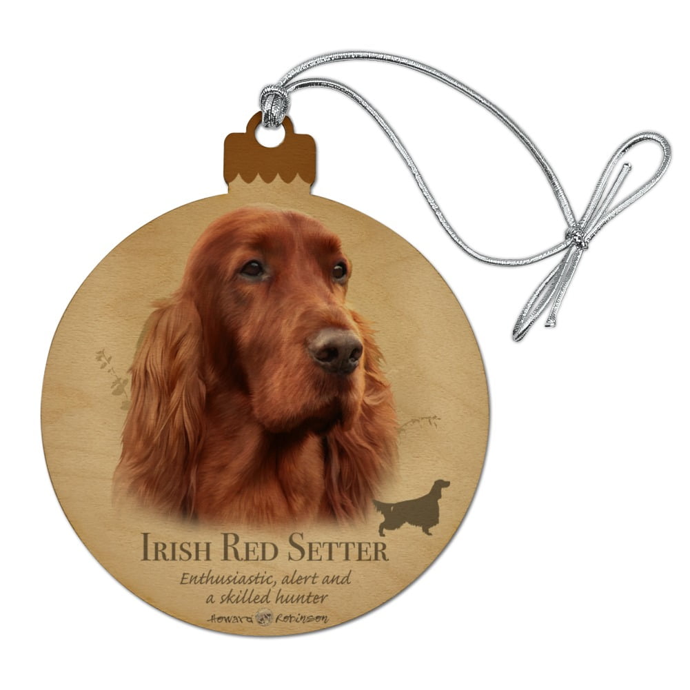Irish Red Setter Dog Breed Wood Christmas Tree Holiday Ornament