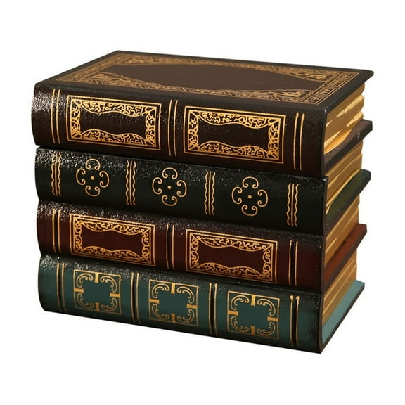 KQJQS Vintage Fake Book Organizer, Decorative Wooden Book Models for Bookshelf, Office Desk, or Home Decoration