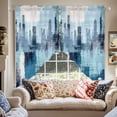 thumbnail image 2 of Abstract Urban Silhouette Swag Curtain Valance for Windows, Retro Blue Gary Building Window Treatments Short Swag Topper for Kitchen Windows Bathroom Bedroom, 36"x36", 2 of 8