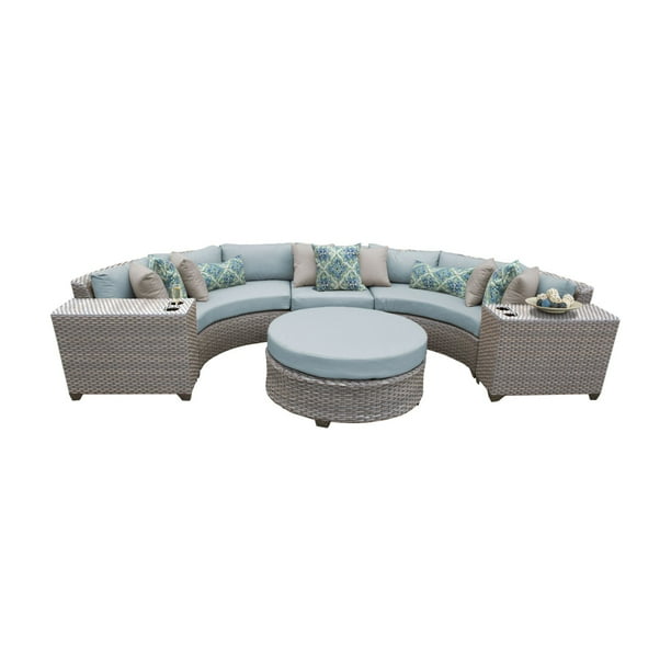 TK Classics Florence Wicker 6 Piece Patio Conversation Set with Round