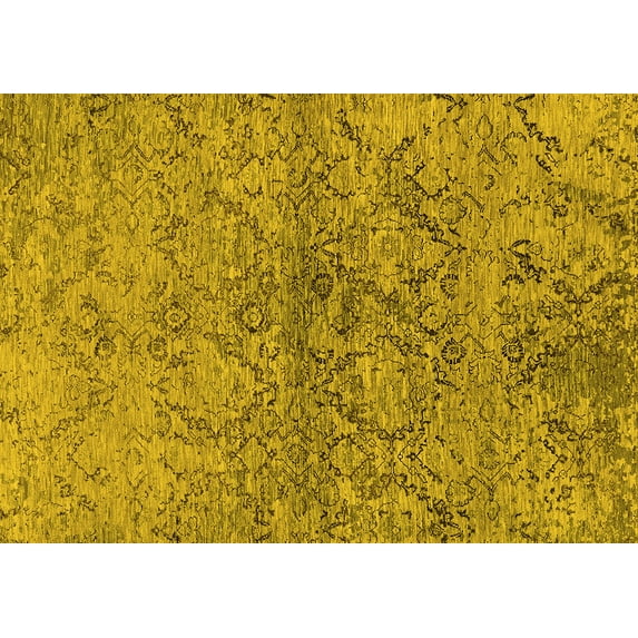 Ahgly Company Machine Washable Indoor Rectangle Oriental Yellow Industrial Area Rugs, 2' x 3'